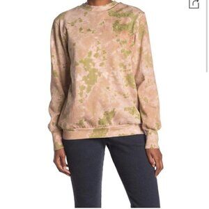AFRM Munroe Printed Crew Neck Sweatshirt In Blush Olive Tie Dye